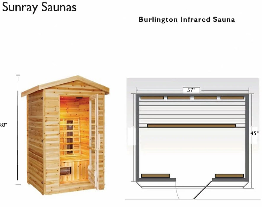 SunRay The Burlington, 2- Person Outdoor Infrared Sauna