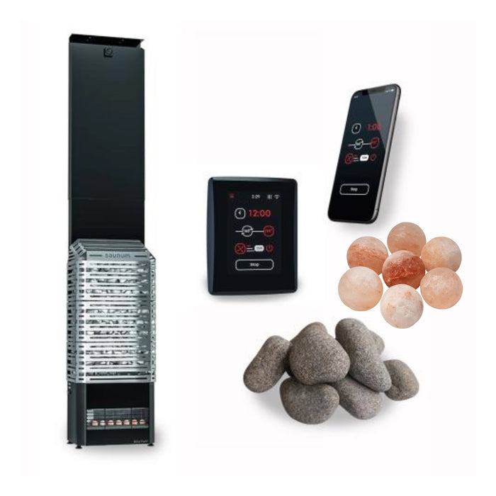 Saunum AIR 10 Sauna Heater Air Series, 9.6kW Sauna Heater w/Climate Equalizer, AirIQ Wi-Fi Controller and Stones