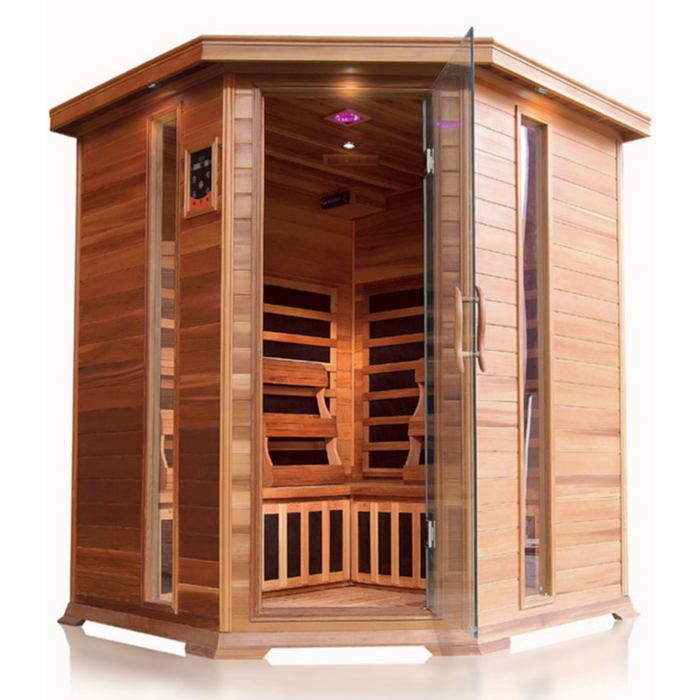 SunRay The Bristol Bay, 4-Person Corner Indoor Infrared Cedar Sauna