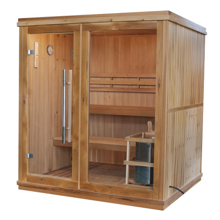 SunRay The Charleston, 4-Person Indoor Traditional Sauna with 6.0 kW Harvia Heater