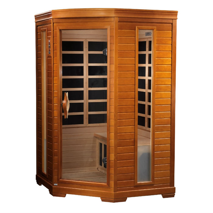 Dynamic Sauna, Heming 2-person Corner Low EMF (Under 8MG) FAR Infrared Indoor Sauna (Canadian Hemlock)