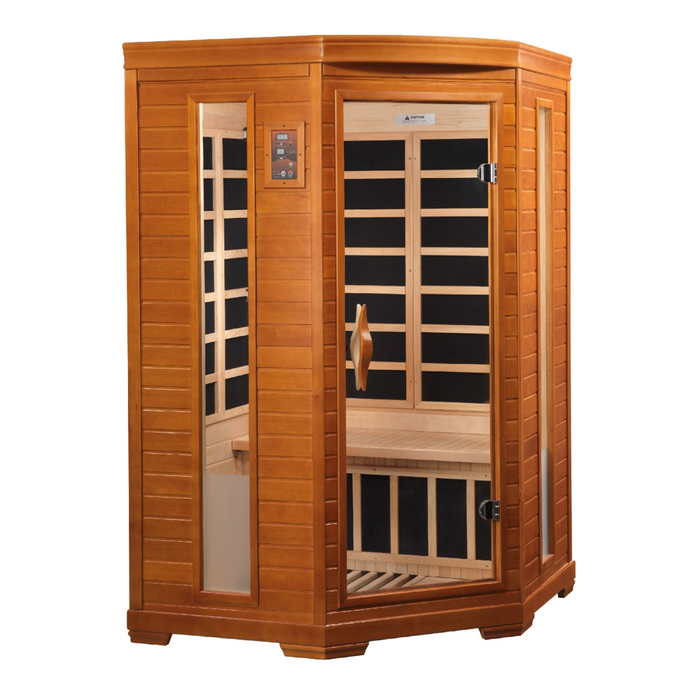 Dynamic Sauna, Heming 2-person Corner Low EMF (Under 8MG) FAR Infrared Indoor Sauna (Canadian Hemlock)