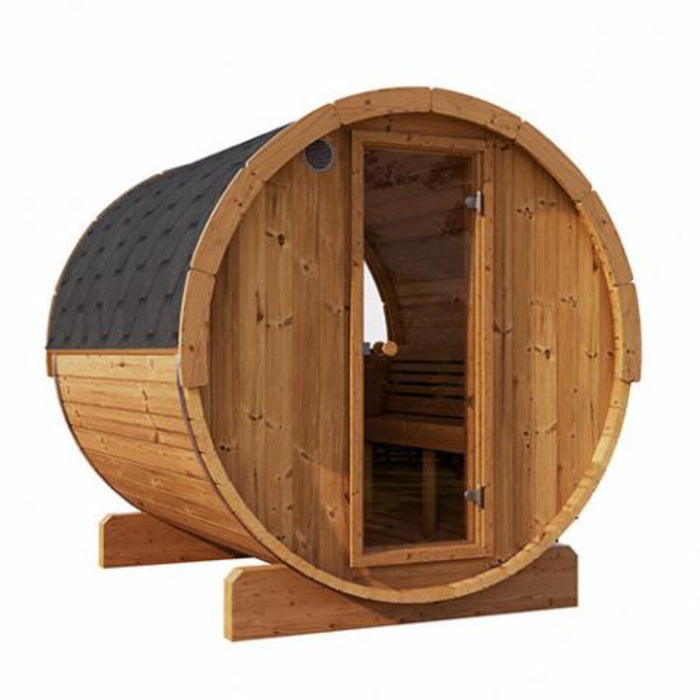 SaunaLife Model E8W Barrel Sauna, Rear Window, ERGO Series (6 Person)