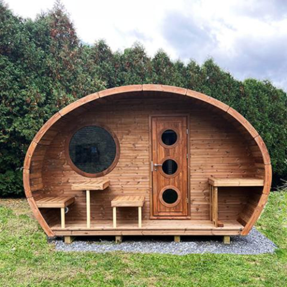 SUNSUN ラウンジセット SaunaLife Model G11 Outdoor Sauna Kit, Garden-Series, 2 Room Sauna