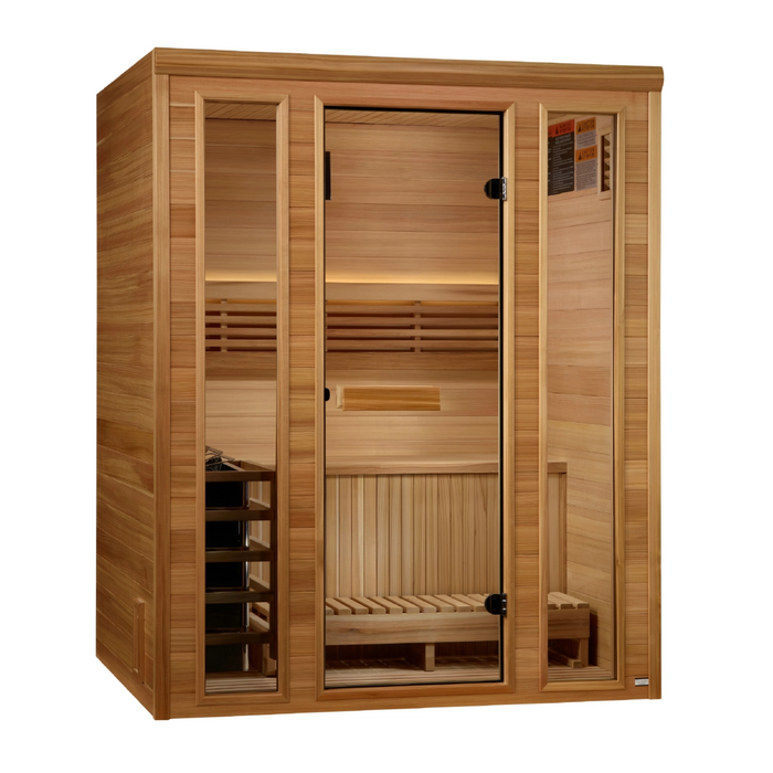 Golden Designs 2025 "Andermatt Edition" 2 - 3 Person Traditional Steam Sauna (GDI-7030-01) - Pacific Premium Clear Cedar