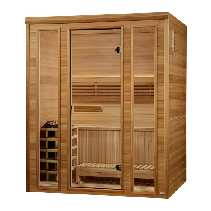 Golden Designs 2025 "Andermatt Edition" 2 - 3 Person Traditional Steam Sauna (GDI-7030-01) - Pacific Premium Clear Cedar