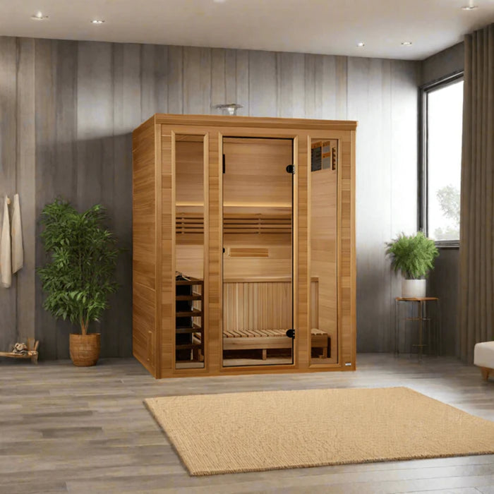 Golden Designs 2025 "Andermatt Edition" 2 - 3 Person Traditional Steam Sauna (GDI-7030-01) - Pacific Premium Clear Cedar