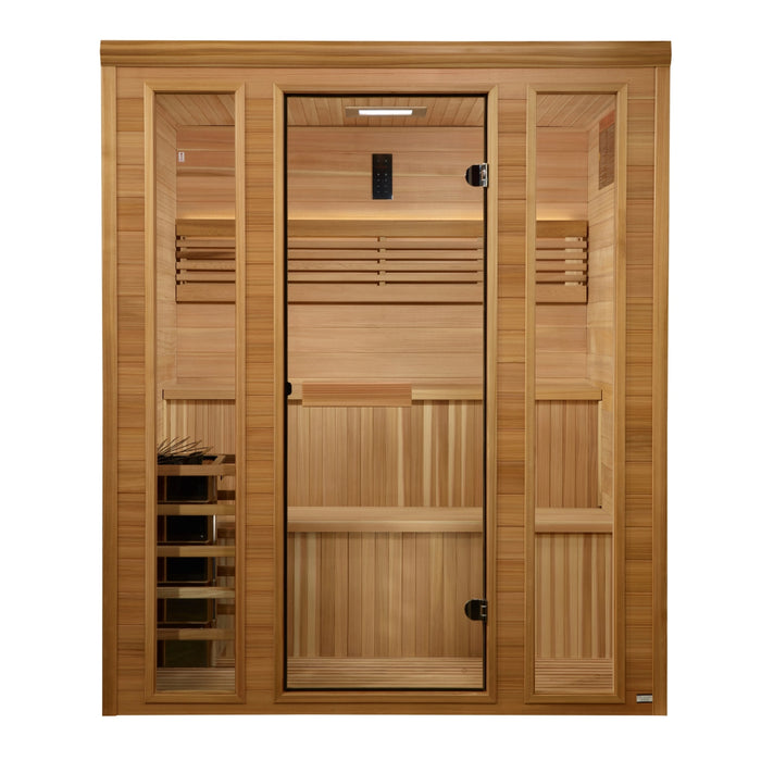 Golden Designs 2025 "Engelberg Edition" 4 - 6 Person Traditional Steam Sauna (GDI-7060-01) - Pacific Premium Clear Cedar