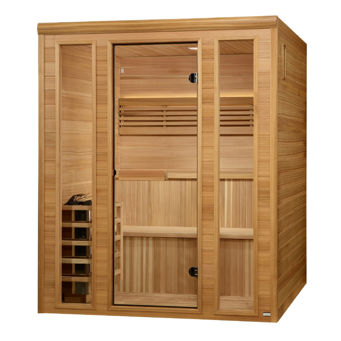 Golden Designs 2025 "Engelberg Edition" 4 - 6 Person Traditional Steam Sauna (GDI-7060-01) - Pacific Premium Clear Cedar