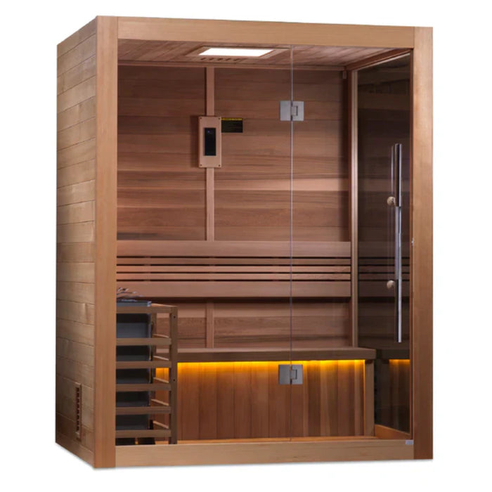 Golden Designs "Hanko Edition" 2-3 Person Indoor Traditional Sauna (GDI-7202-01) - Canadian Red Cedar Interior