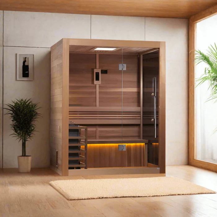 Golden Designs "Hanko Edition" 2-3 Person Indoor Traditional Sauna (GDI-7202-01) - Canadian Red Cedar Interior