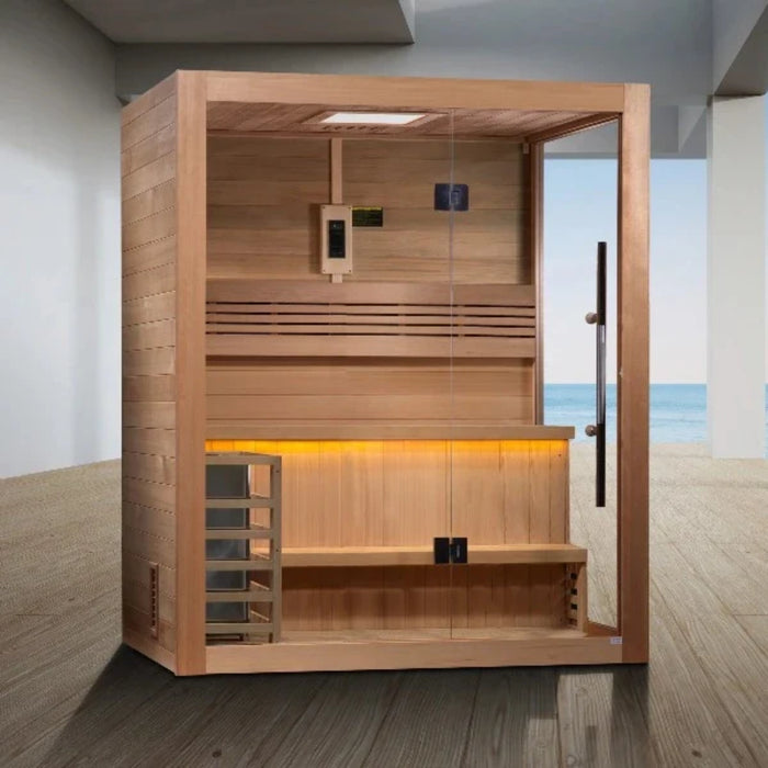 Golden Designs "Hanko Edition" 2-3 Person Indoor Traditional Sauna (GDI-7202-01) - Canadian Red Cedar Interior