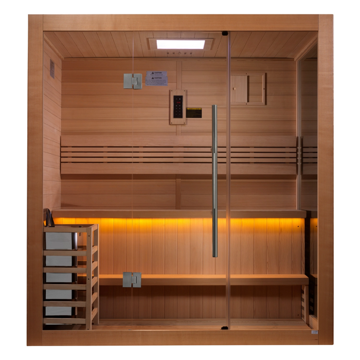 Golden Designs "Forssa Edition" 3 Person Indoor Traditional Sauna (GDI-7203-01) - Canadian Red Cedar Interior