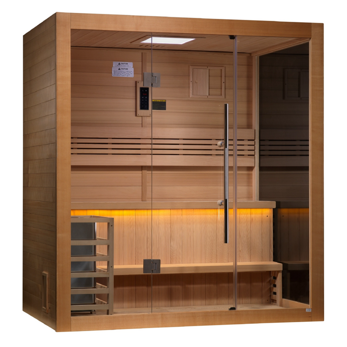 Golden Designs "Forssa Edition" 3 Person Indoor Traditional Sauna (GDI-7203-01) - Canadian Red Cedar Interior