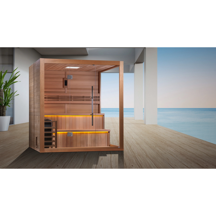 Golden Designs "Kuusamo Edition" 6 Person Indoor Traditional Sauna (GDI-7206-01) - Canadian Red Cedar Interior