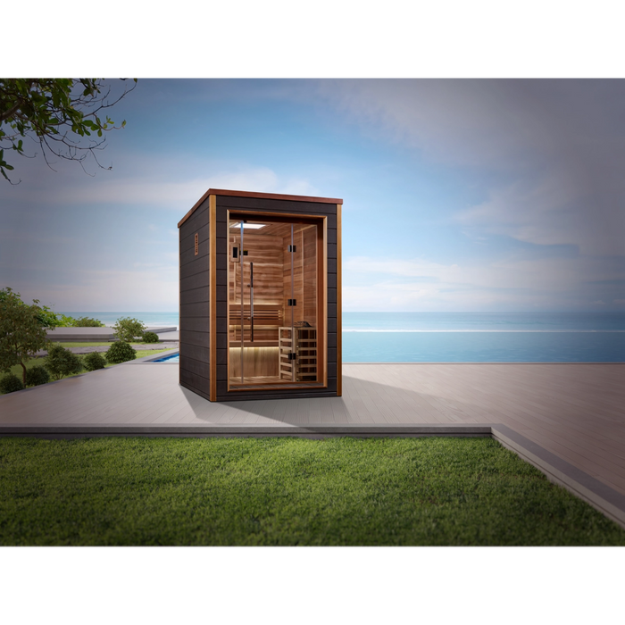 Golden Designs Narvik 2 Person Outdoor-Indoor Traditional Sauna (GDI-8202-01) - Canadian Red Cedar Interior