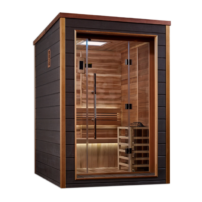 Golden Designs Narvik 2 Person Outdoor-Indoor Traditional Sauna (GDI-8202-01) - Canadian Red Cedar Interior