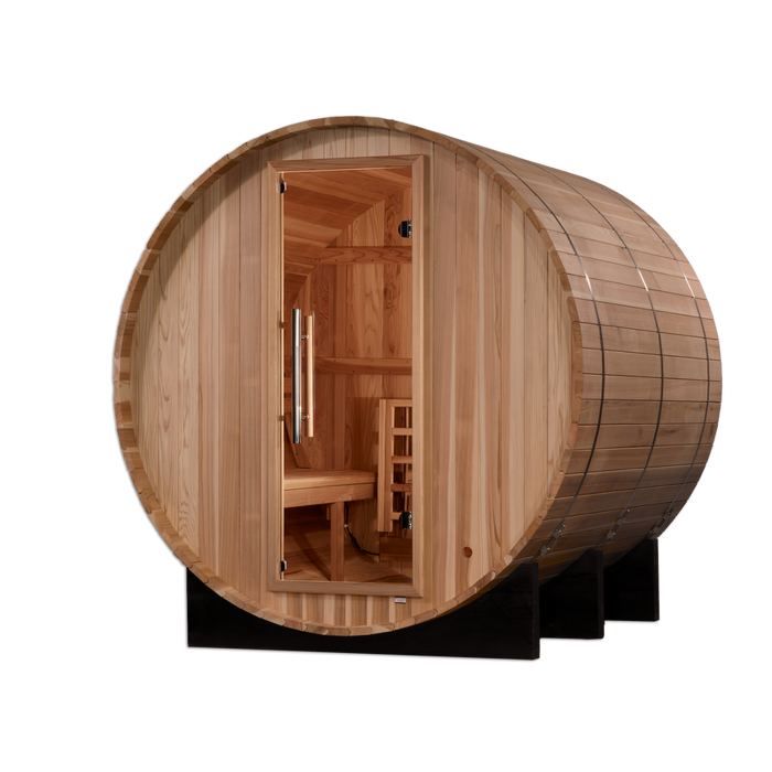 Golden Designs "Arosa" 4 Person Barrel Traditional Sauna -  Pacific Cedar