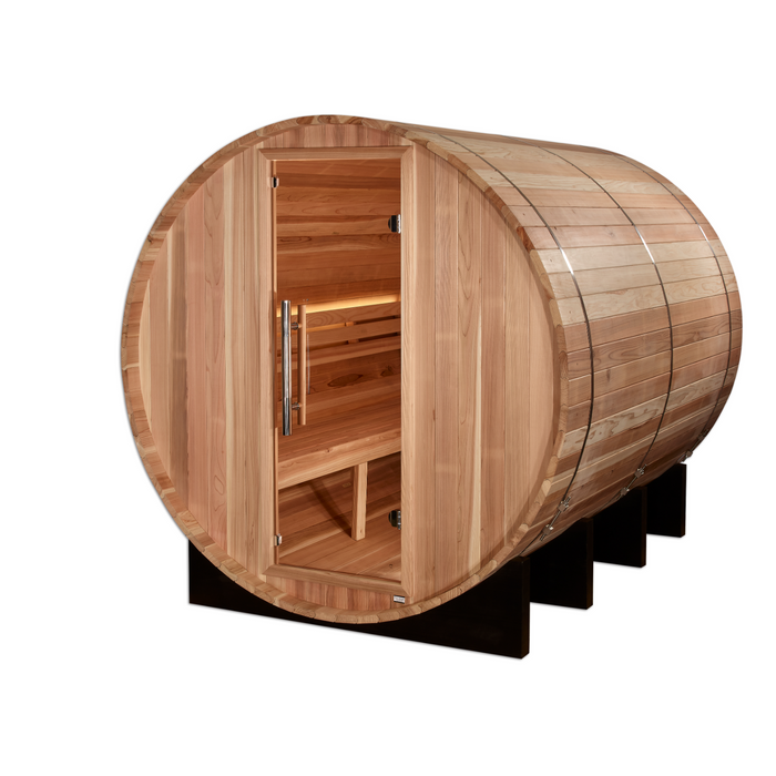 Golden Designs "Klosters" 6 Person Barrel Traditional Sauna -  Pacific Cedar