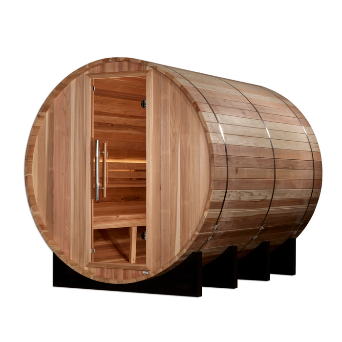 Golden Designs "Klosters" 6 Person Barrel Traditional Sauna -  Pacific Cedar