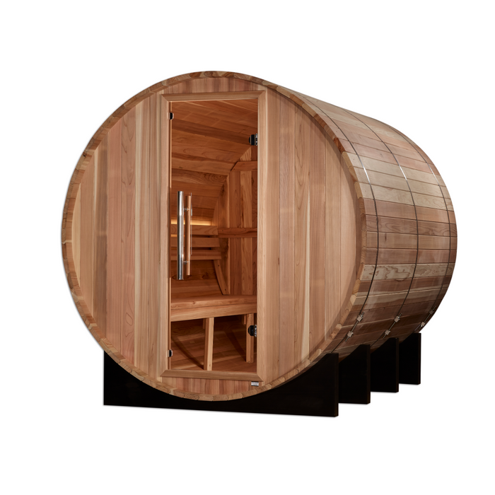 Golden Designs "Klosters" 6 Person Barrel Traditional Sauna -  Pacific Cedar