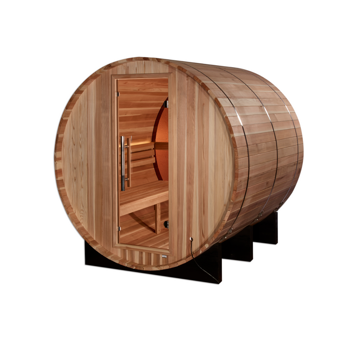 Golden Designs "Zurich" 4 Person Barrel with Bronze Privacy View - Traditional Sauna -  Pacific Cedar