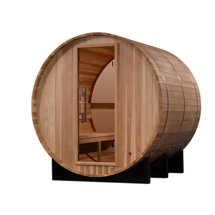 Golden Designs "Zurich" 4 Person Barrel with Bronze Privacy View - Traditional Sauna -  Pacific Cedar