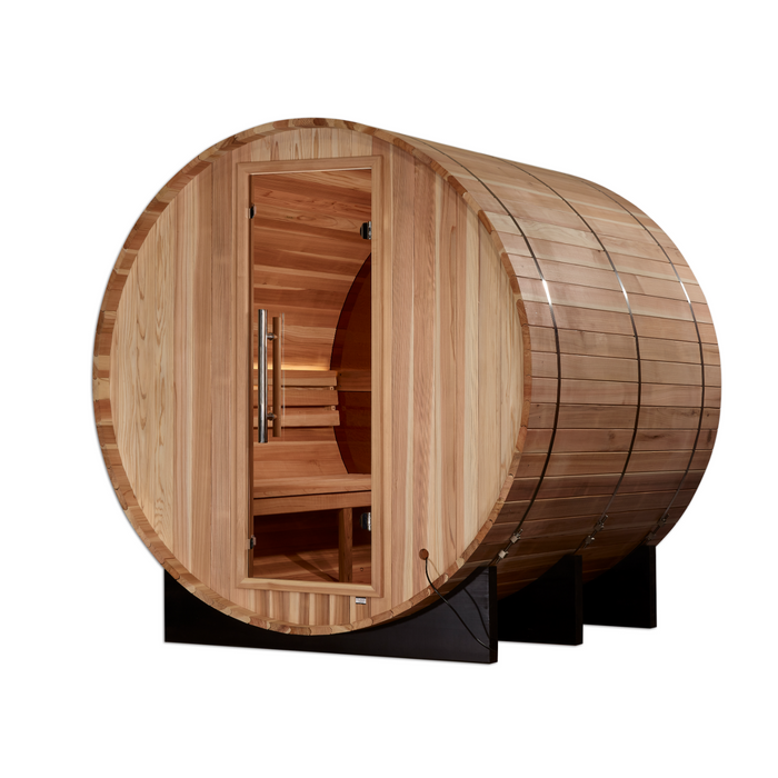 Golden Designs "Zurich" 4 Person Barrel with Bronze Privacy View - Traditional Sauna -  Pacific Cedar