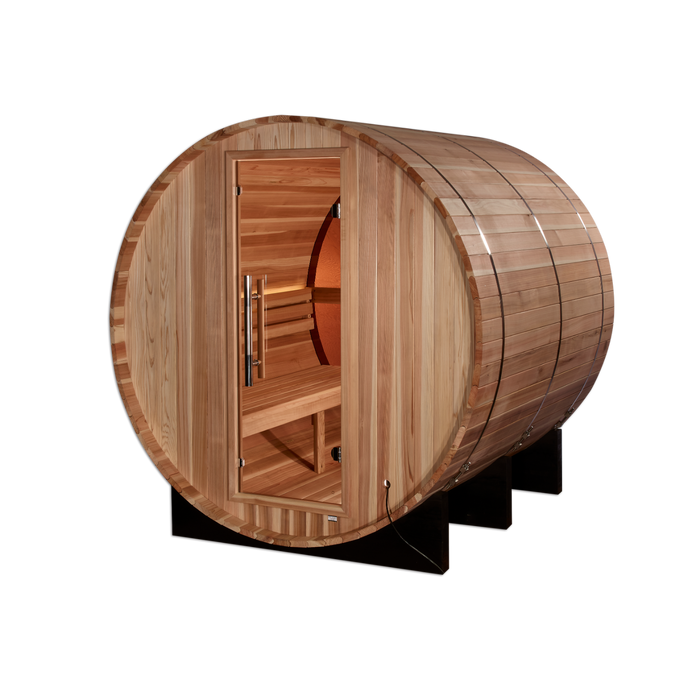 Golden Designs "Zurich" 4 Person Barrel with Bronze Privacy View - Traditional Sauna -  Pacific Cedar