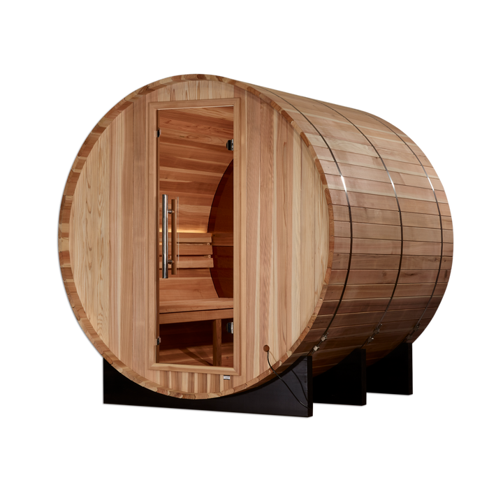 Golden Designs "Zurich" 4 Person Barrel with Bronze Privacy View - Traditional Sauna -  Pacific Cedar