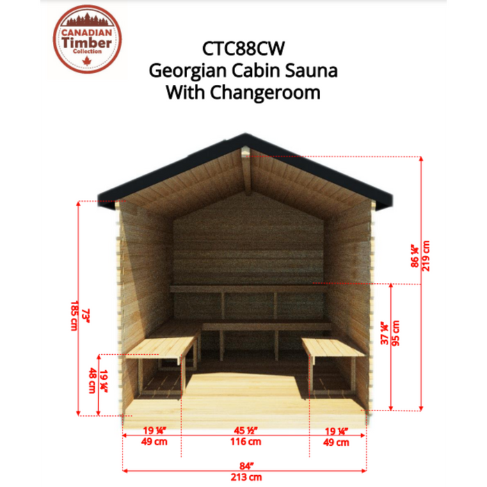 Georgian Cabin Outdoor Sauna with Change Room (2-6 Person)