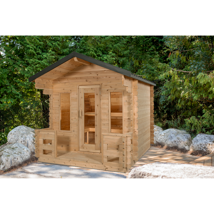 Dundalk Leisurecraft Georgian Cabin Outdoor Sauna with Porch (2-6 Person)