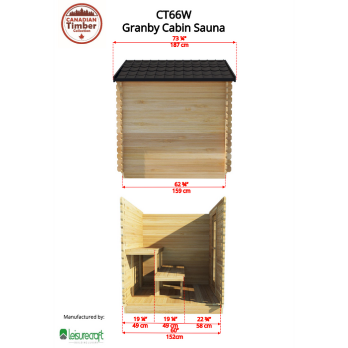 Dundalk Leisurecraft Granby Cabin Outdoor Sauna (2-3 Person)