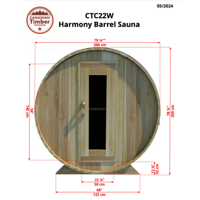 Dundalk Leisurecraft Harmony Outdoor Barrel Sauna (2-4 People)