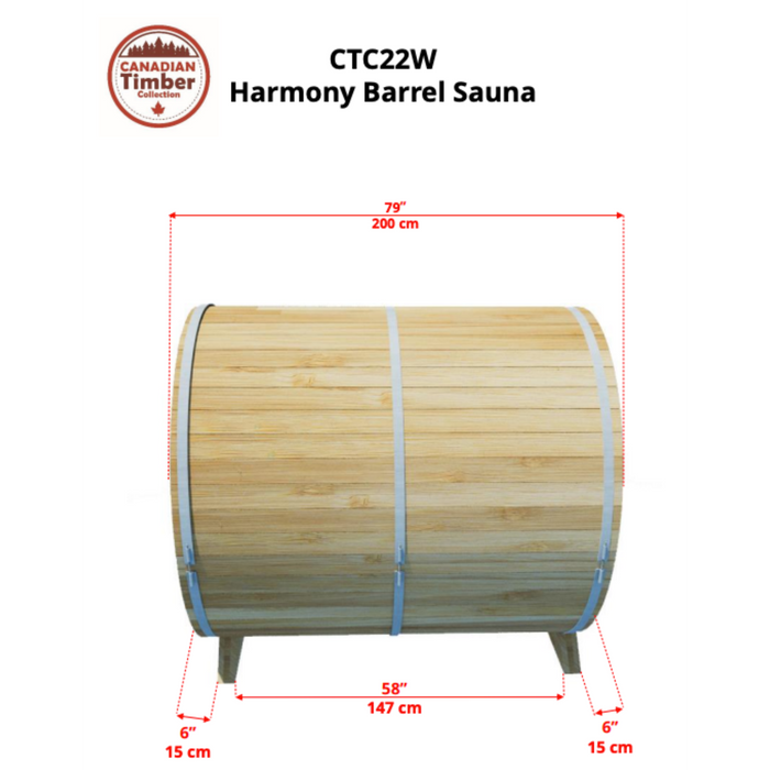 Dundalk Leisurecraft Harmony Outdoor Barrel Sauna (2-4 People)