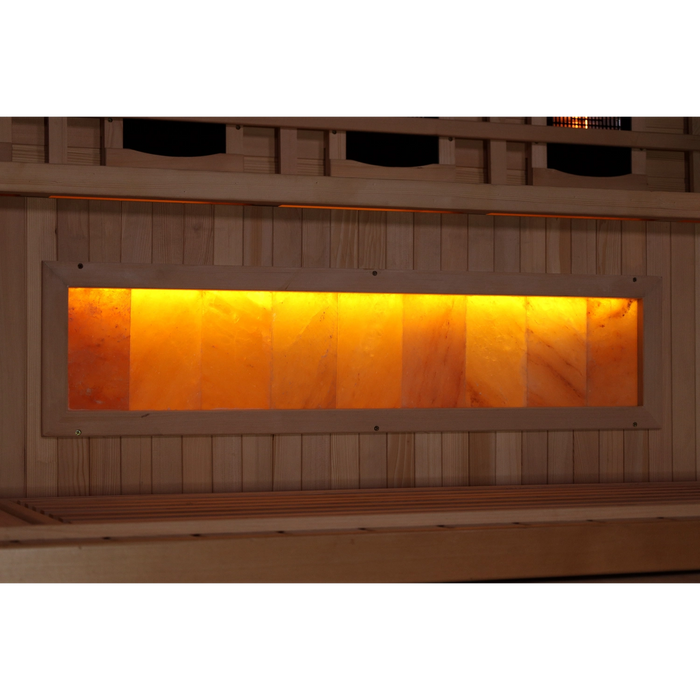 Golden Designs, 3-Person Full Spectrum PureTech™ Near Zero EMF FAR Infrared Indoor Sauna with Himalayan Salt Bar (Canadian Hemlock)