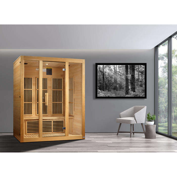 Maxxus Saunas, Bellevue 3-Person Low EMF (Under 8MG) FAR Infrared Indoor Sauna (Canadian Hemlock)