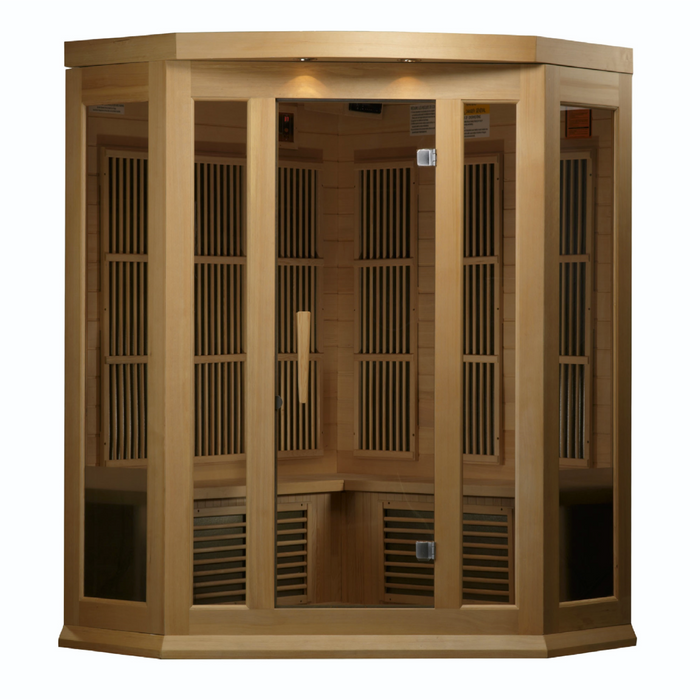 Maxxus Saunas, MX-K356-01, 3-Person Corner Low EMF (Under 8MG) FAR Infrared Indoor Sauna (Canadian Hemlock)