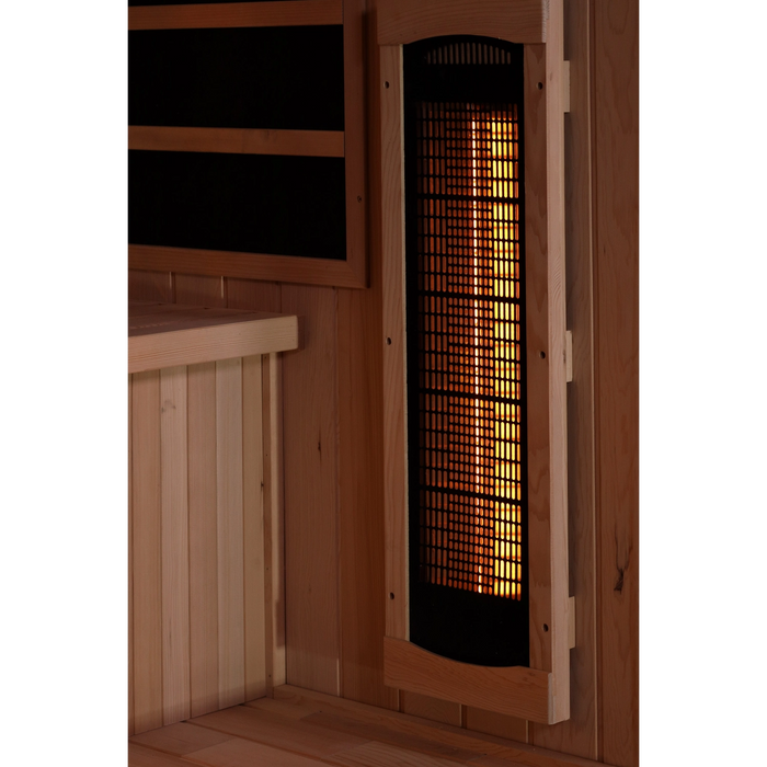 Golden Designs, 3-Person Full Spectrum PureTech™ Near Zero EMF FAR Infrared Indoor Sauna with Himalayan Salt Bar (Canadian Hemlock)