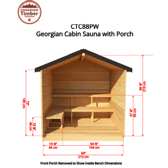 Dundalk Leisurecraft Georgian Cabin Outdoor Sauna with Porch (2-6 Person)