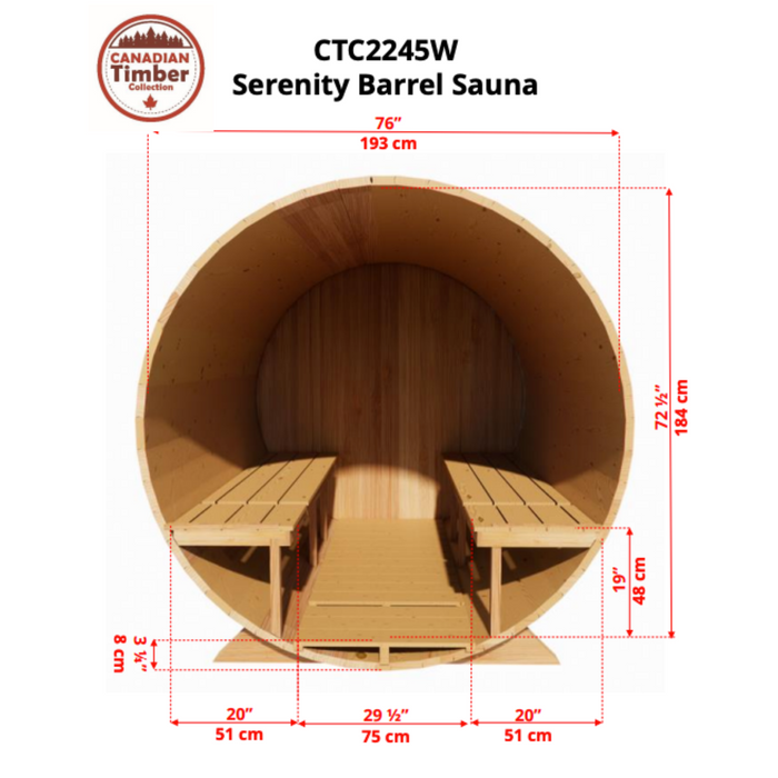 Dundalk Leisurecraft Serenity Outdoor Barrel Sauna (3-4 Person)