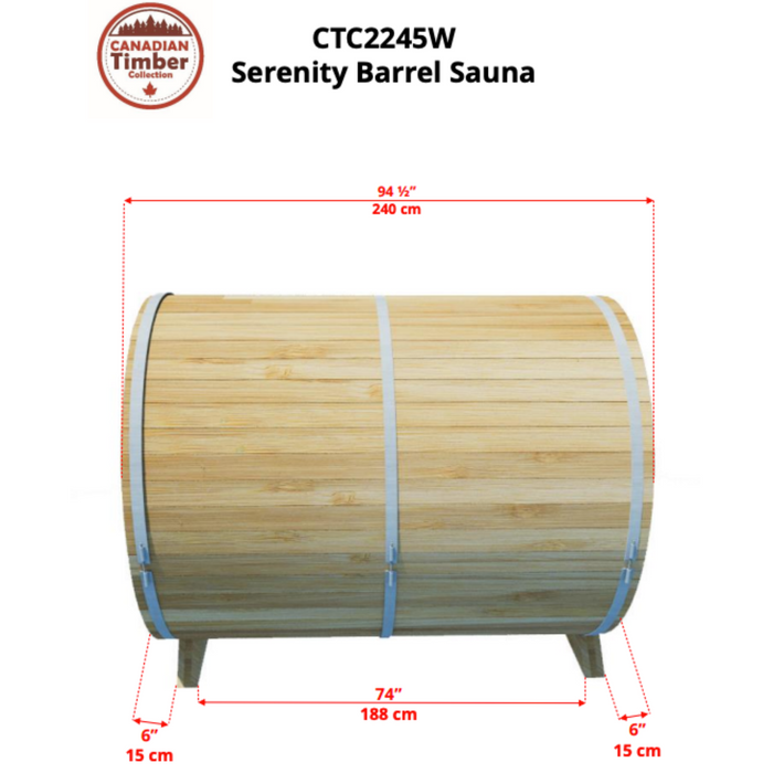 Dundalk Leisurecraft Serenity Outdoor Barrel Sauna (3-4 Person)