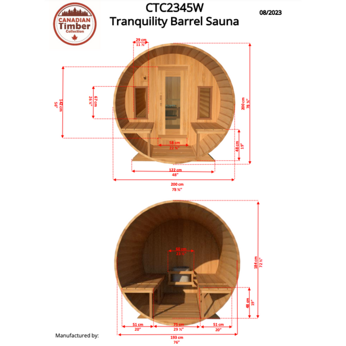 Dundalk Leisurecraft Tranquility Outdoor Barrel Sauna (6-8 Person)