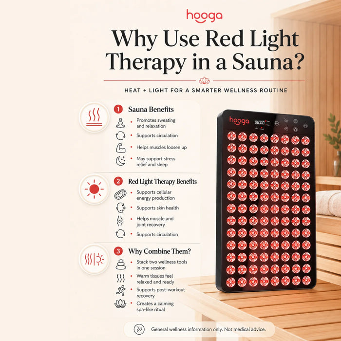 Hooga Health Ember Red Light Therapy Panel for Sauna (20.1″× 12″× 2.2″)