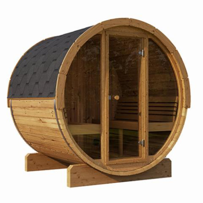 SaunaLife Model E7G Sauna Barrel, Glass Front, ERGO Series (4 Person)