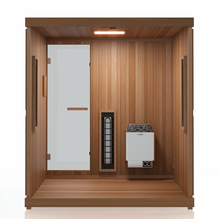 Finnmark FD-5 Trinity XL 3-IN-ONE / Spectrum Plus infrared heaters, Traditional Steam Sauna Heater & Spectrum Red Light™ Therapy Combo (4 Person)